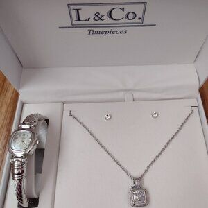 New With Tags, L & Co. Timepieces Watch, Necklace and Earrings